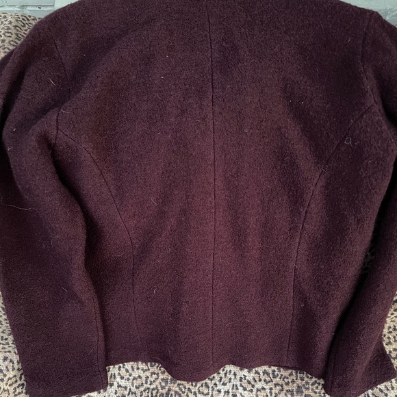 Burgundy Wool Blend Blazer Notched Lapels - Picture 5 of 7